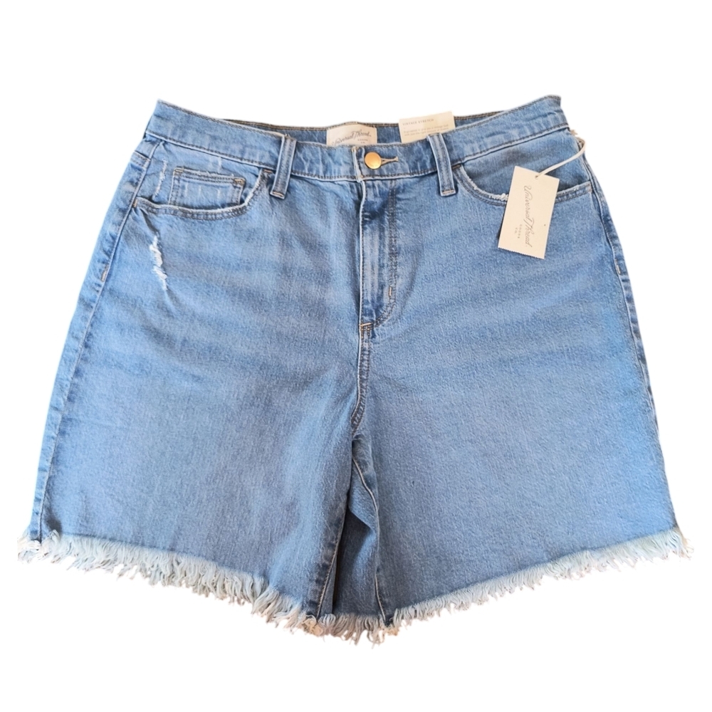 NWT Universal Thread High Rise Vintage Straight Blue Denim Shorts Size 12